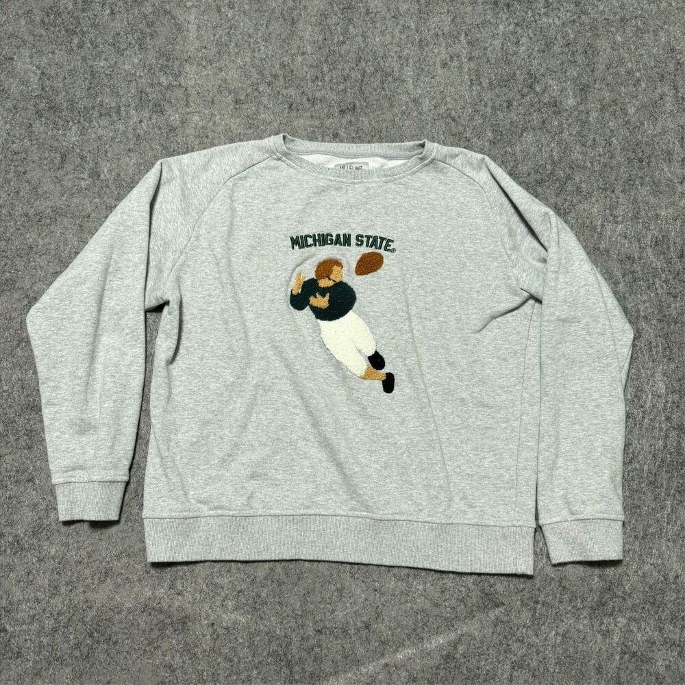 Hillflint Michigan State University MSU Football Crewneck Sweatshirt Gray